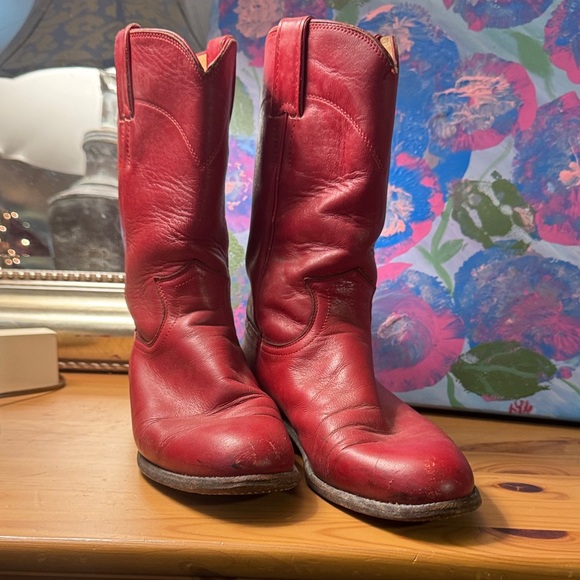 Justin Boots Shoes - Justin Boots Red Leather Women's Cowboy Boots